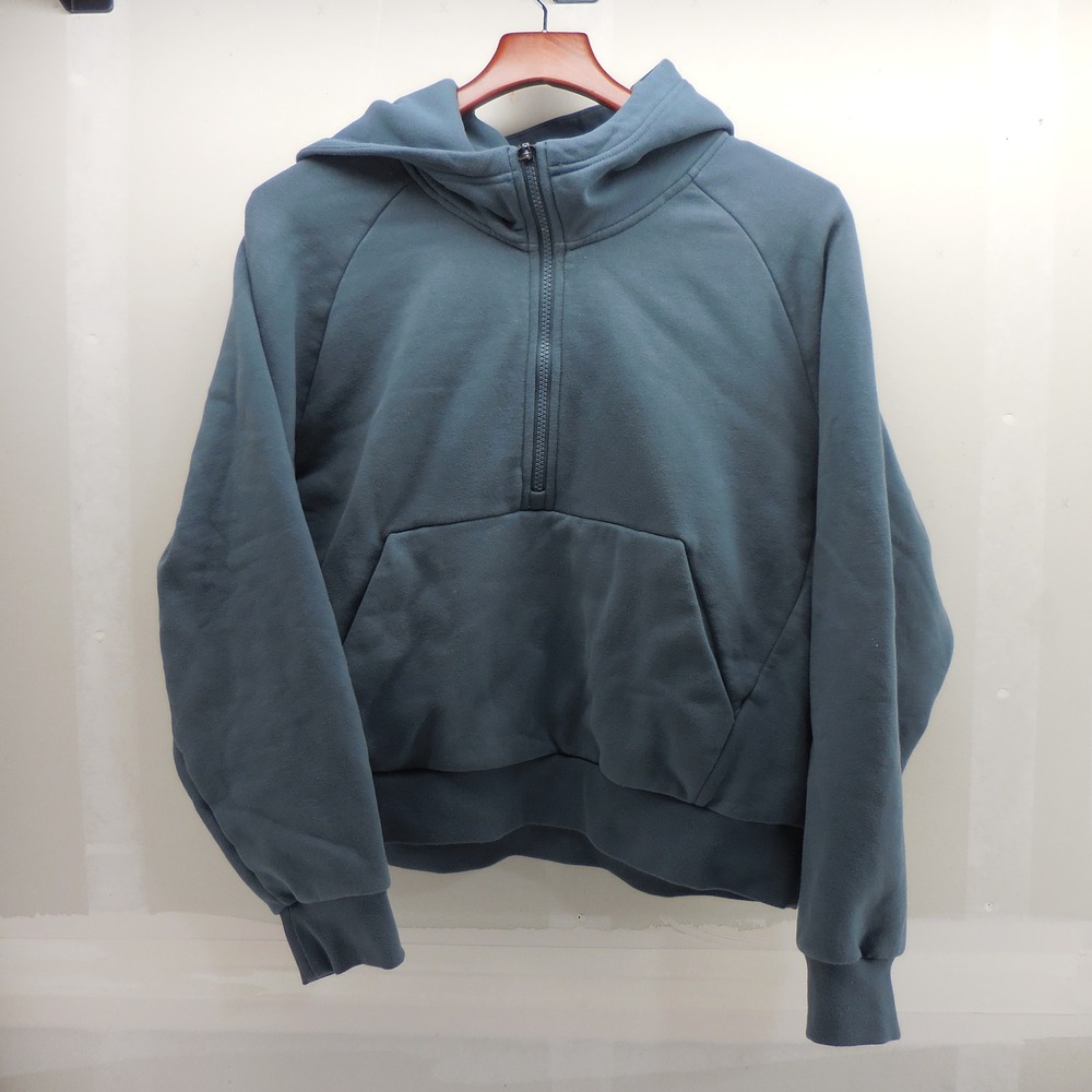 Athleta Retro Plush Quarter Zip Hoodie Blue Gray Large 473713-08